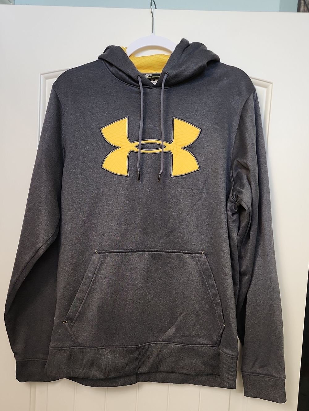 Under Armour Men's Dark Gray Pullover Hoodie with Yellow Logo